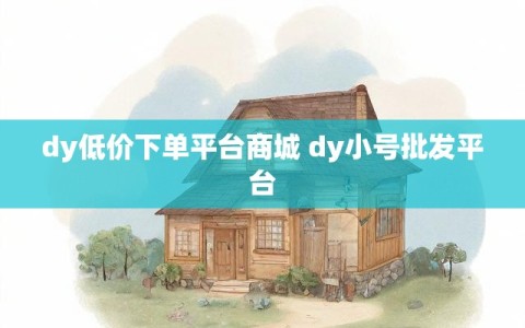 dy低价下单平台商城 dy小号批发平台