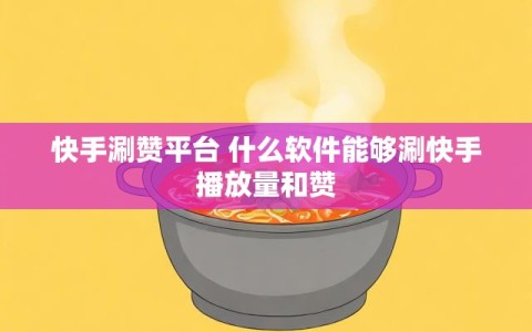 快手涮赞平台 什么软件能够涮快手播放量和赞