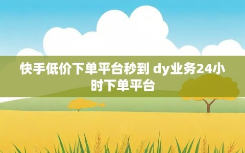 快手低价下单平台秒到 dy业务24小时下单平台