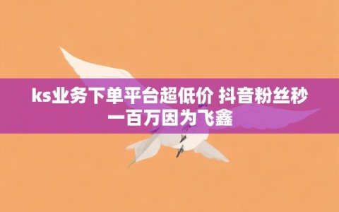 ks业务下单平台超低价 抖音粉丝秒一百万因为飞鑫