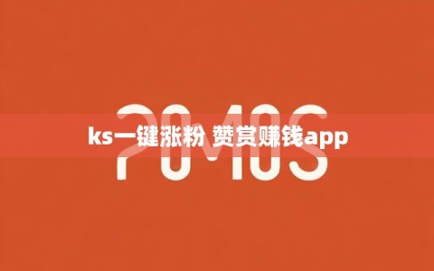 ks一键涨粉 赞赏赚钱app