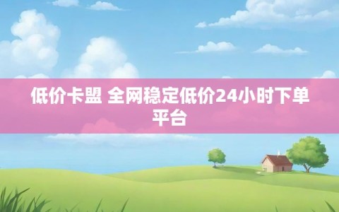 低价卡盟 全网稳定低价24小时下单平台
