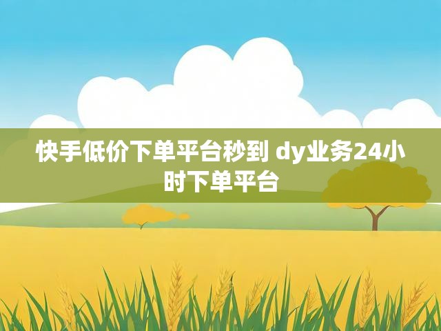 快手低价下单平台秒到 dy业务24小时下单平台