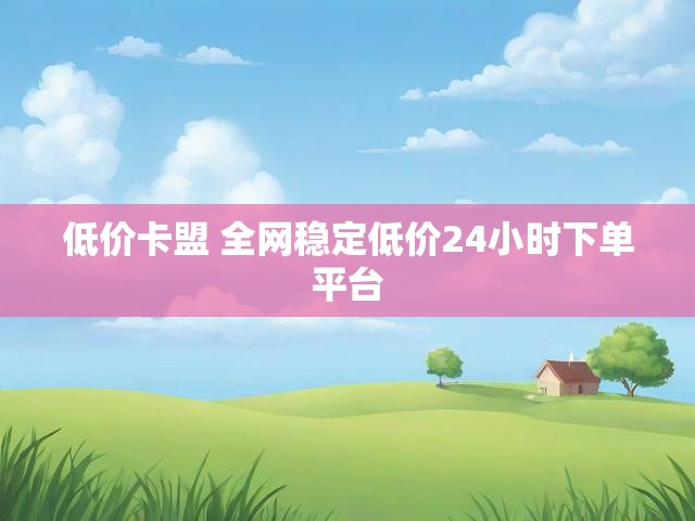 低价卡盟 全网稳定低价24小时下单平台