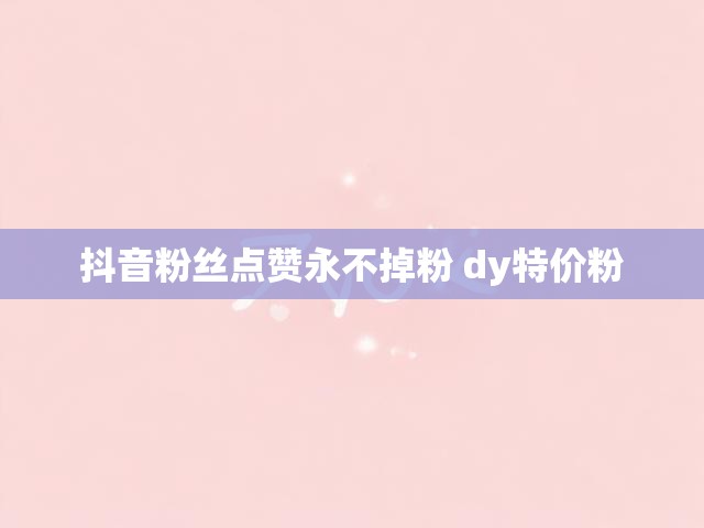 抖音粉丝点赞永不掉粉 dy特价粉