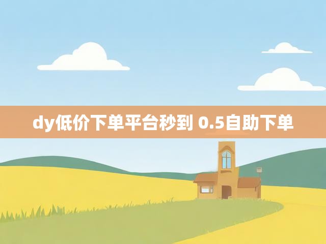 dy低价下单平台秒到 0.5自助下单