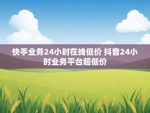快手业务24小时在线低价 抖音24小时业务平台超低价